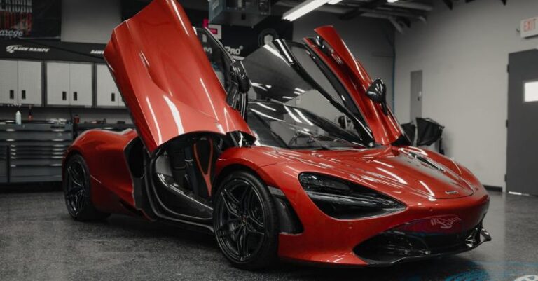 New Sports - Luxury sports red car in showing room